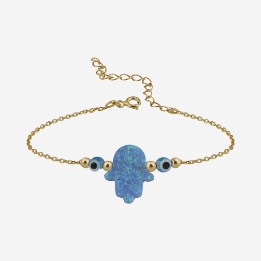 Fatimas Hand Armband mit blauen Opal Stein