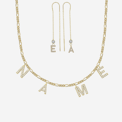 Buchstaben Halskette + Buchstaben Ohrringe - Kombi Set